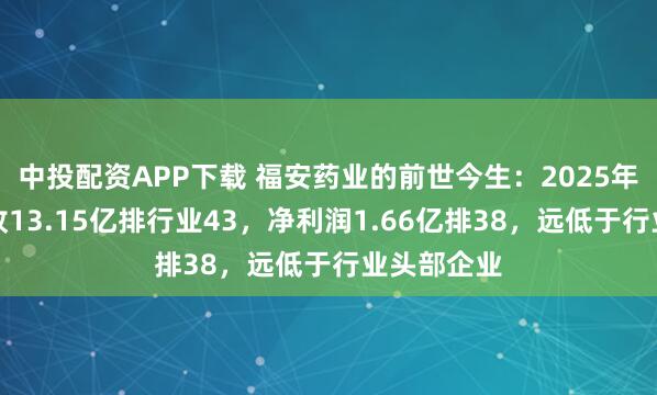 中投配资APP下载 福安药业的前世今生：2025年三季度营收13.15亿排行业43，净利润1.66亿排38，远低于行业头部企业